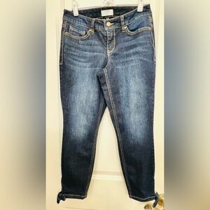 Crown & Ivy Dark Wash Cropped Denim Tie Ankle Jeans 4P